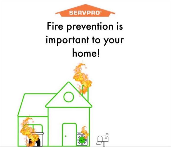 house with flames in it and SERVPRO logo